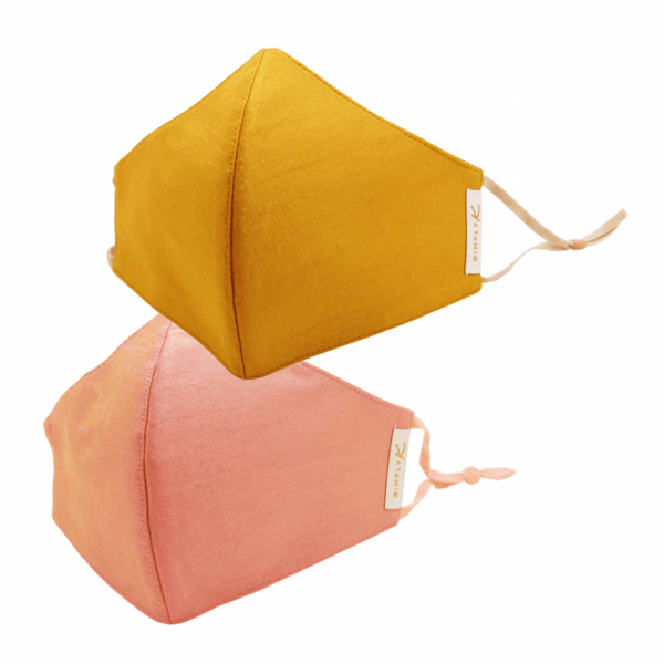 Simply K Raw Silk Duo Set - Mustard / Peach