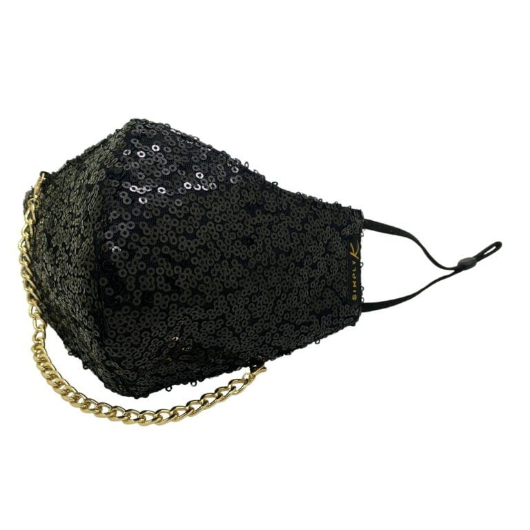 Blacksequine1 Simply K Shiny Sequin Fashion Face Mask - Black