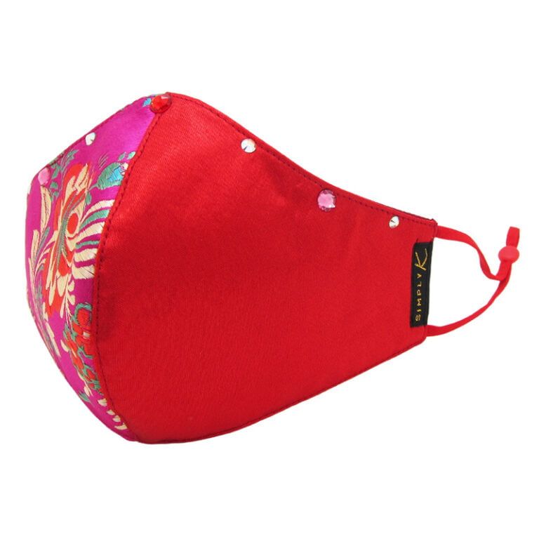 SpringGardenPinkred Simply K Spring Garden Crystal Fashion Face Mask - Pink + Red
